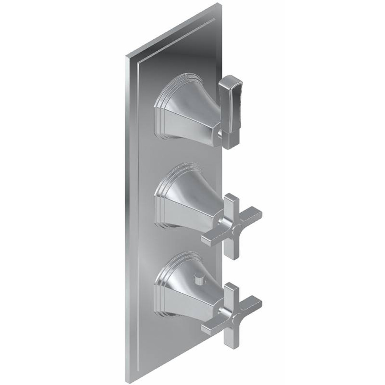 Graff G-8078-2C1L-BAU-T M-Series Finezza UNO 3-Hole Trim Plate w/Finezza Handles (Vertical Installation), 24K Brushed Gold Plated Graff G-8078-2C1L-BAU-T M-Series Finezza UNO 3-Hole Trim Plate w/Finezza Handles (Vertical Installation), 24K Brushed Gold Plated