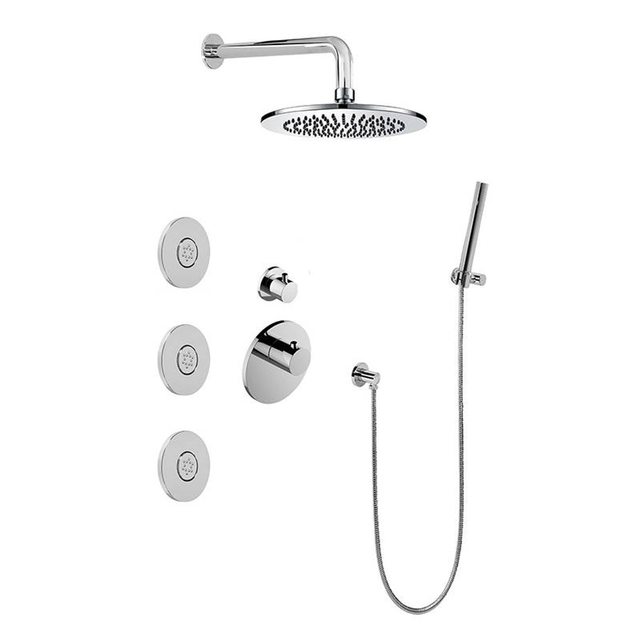 Graff GL2.122SG-RH0-BAU M-Series Full Thermostatic Shower System w/Diverter Valve (Rough & Trim) , 24K Brushed Gold Plated