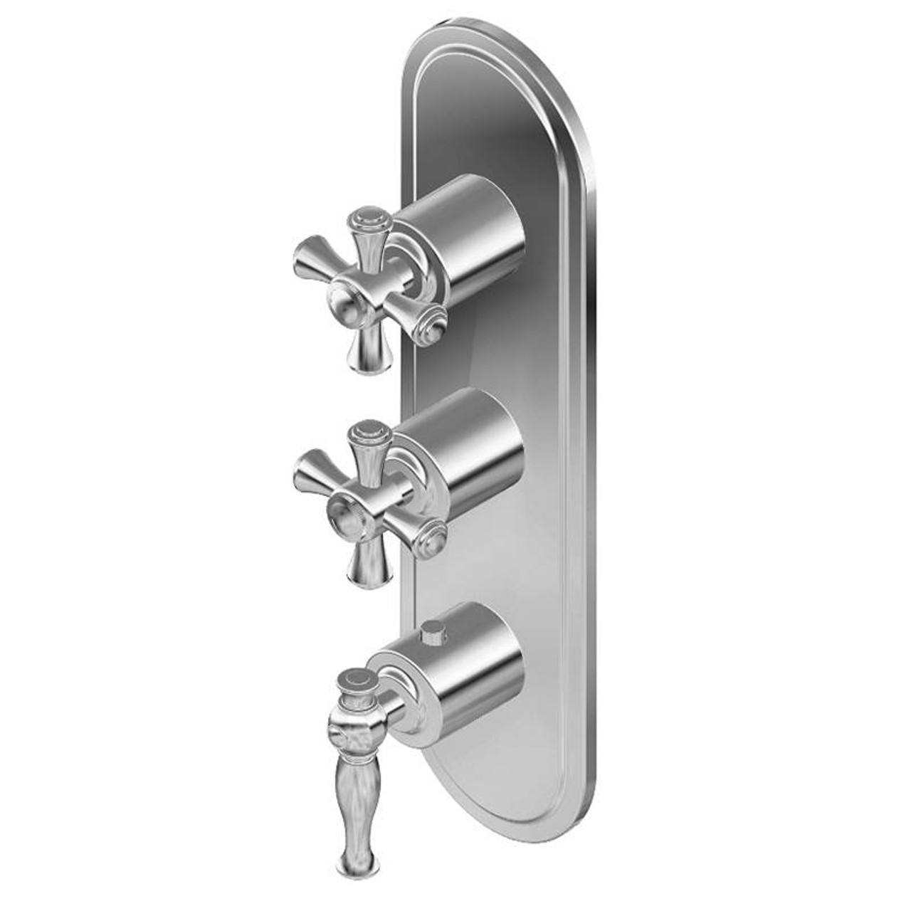 Graff G-8087-LM22C3-SN-T M-Series Transitional 3-Hole Trim Plate w/Cross Handles (Vertical Installation), Steelnox (Satin Nickel)