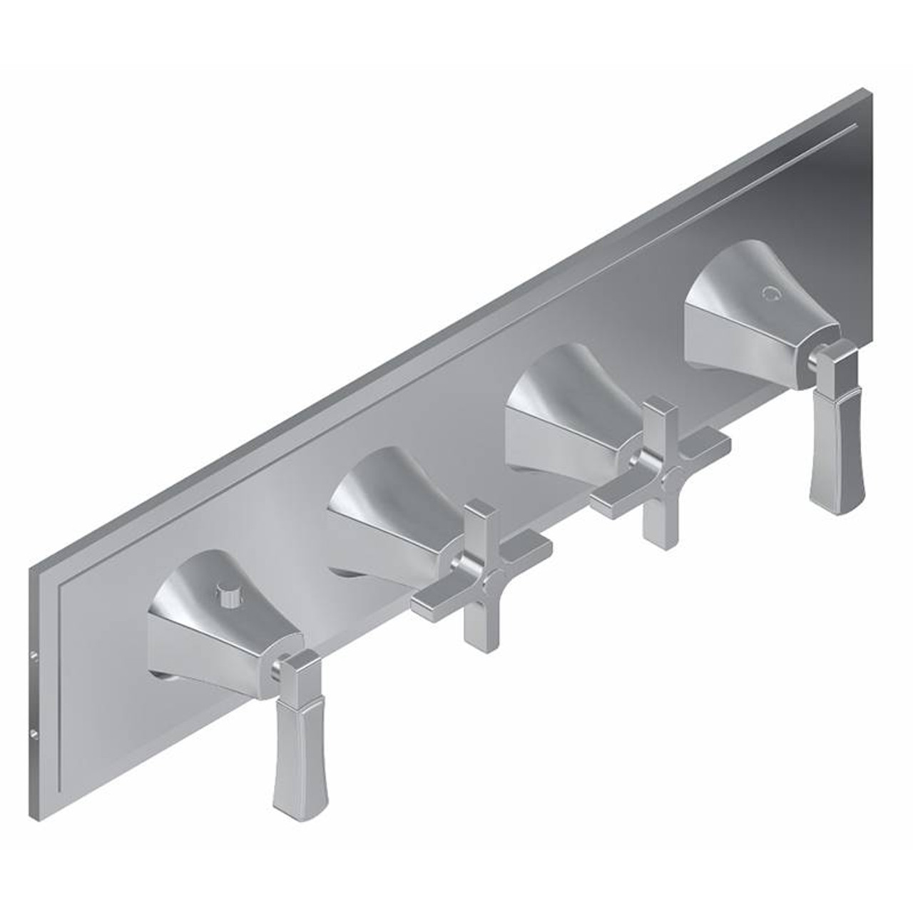 Graff G-8179H-2L2C-BNi-T M-Series Finezza DUE 4-Hole Trim Plate w/Finezza Handles (Horizontal Installation), Brushed Nickel