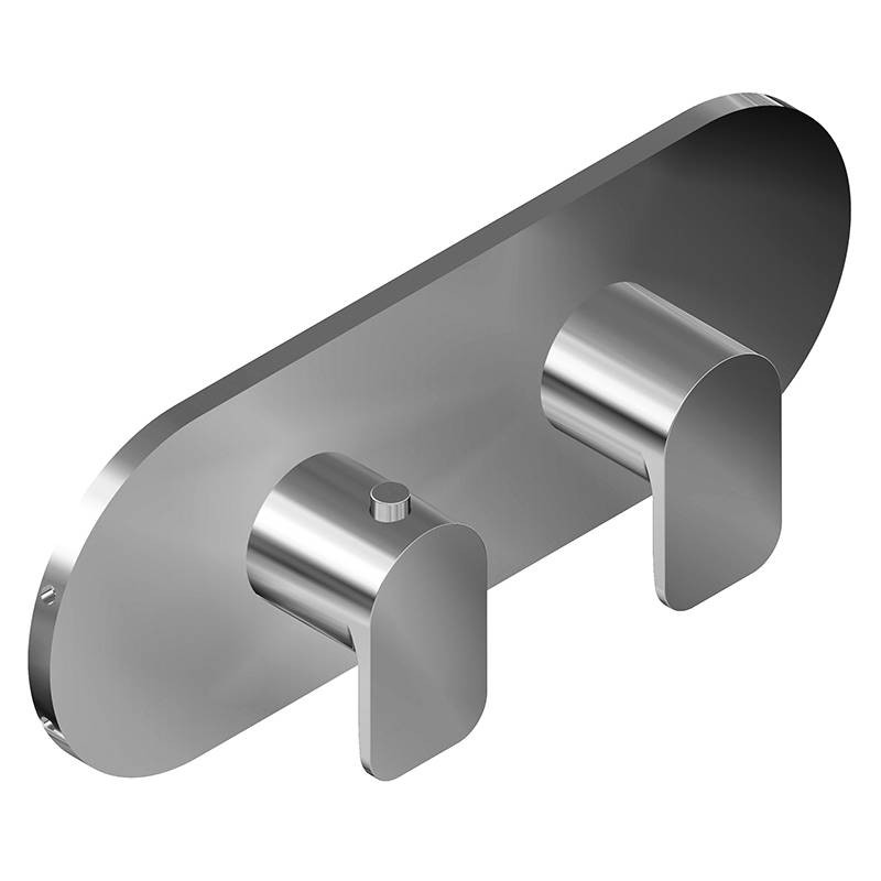 Graff G-8047H-LM42E0-PN-T M-Series Round Thermostatic 2-Hole Trim Plate and Handle (Horizontal Installation) , Polished Nickel