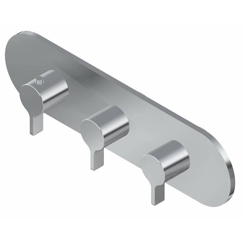 Graff G-8056H-LM46E0-PC-T M-Series Round 3-Hole Trim Plate with Terra Handles (Horizontal Installation), Polished Chrome