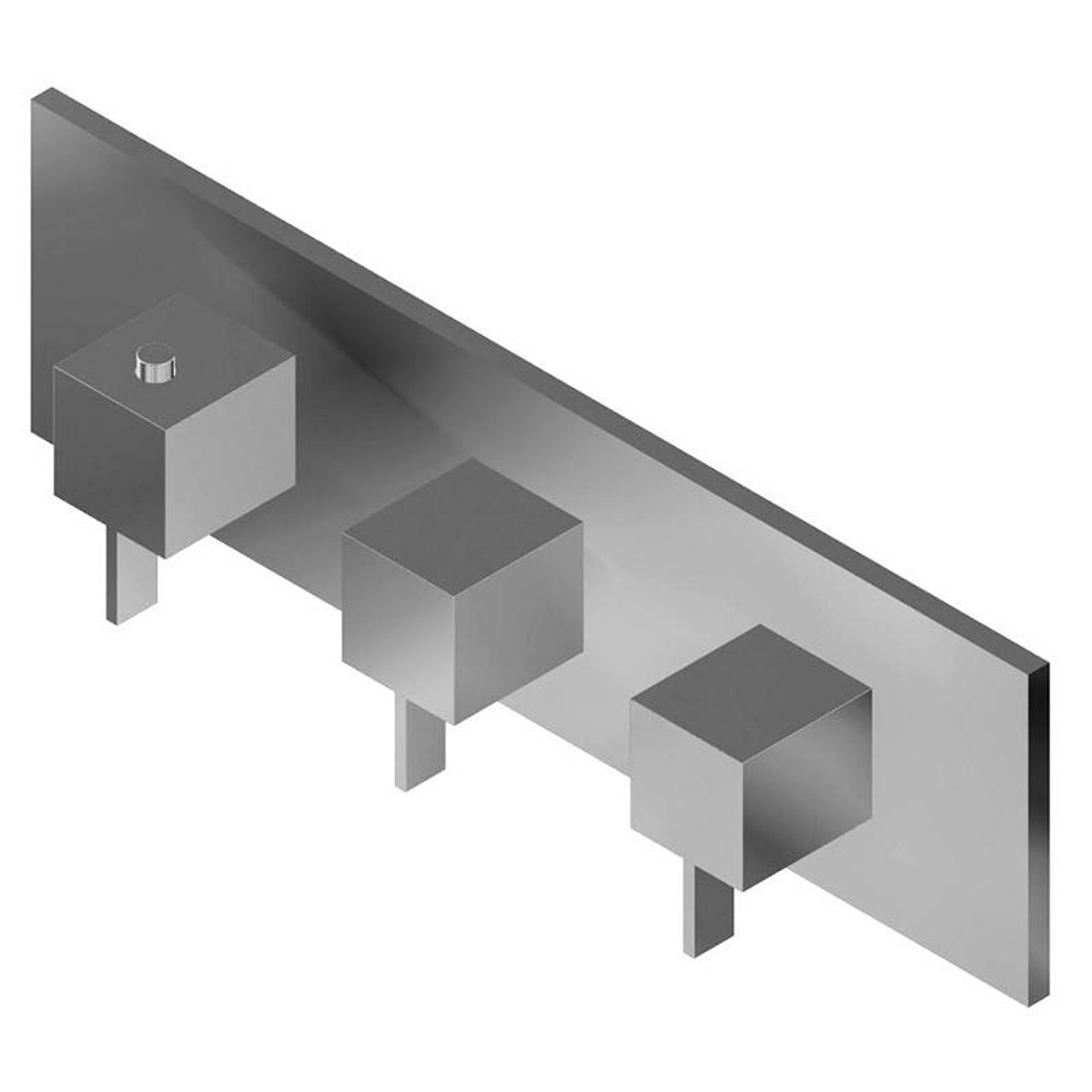 Graff G-8057H-LM39E0-PC-T M-Series Square Thermostatic 3-Hole Trim Plate w/Qubic Tre Handle (Horizontal Installation), Polished Chrome