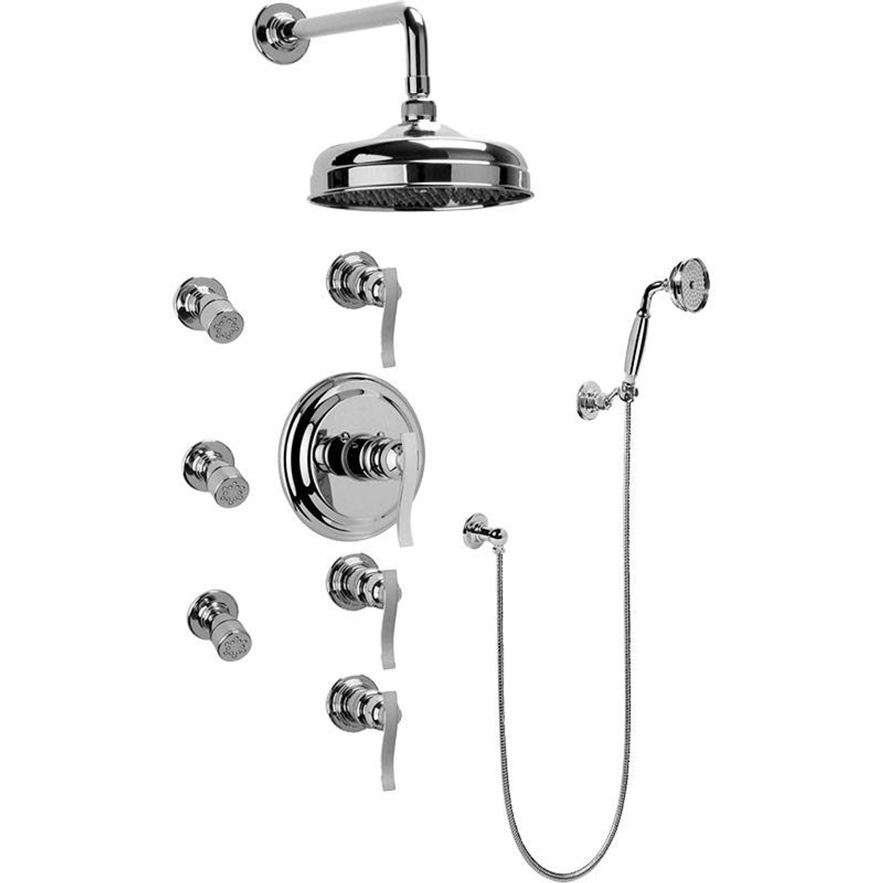 Graff GA1.222B-LM20S-PN-T - Bali Thermostatic Set w/Body Sprays & Handshower (Trim Only), Polished Nickel
