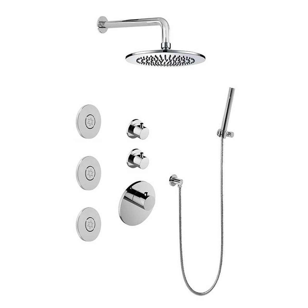 Graff GL3.112SH-RH0-BAU-T M-Series Full Thermostatic Shower System (Trim Only) , 24K Brushed Gold Plated