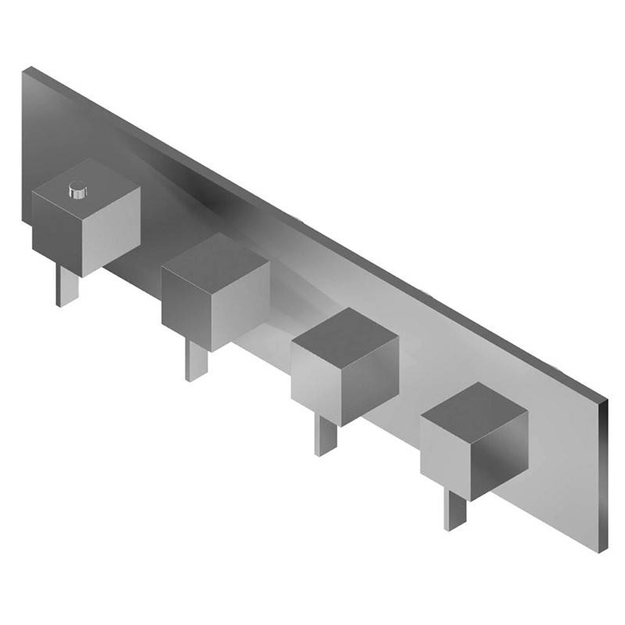 Graff G-8059H-LM39E0-BNi-T M-Series Square Thermostatic 4-Hole Trim Plate w/Qubic Tre Handle (Horizontal Installation), Brushed Nickel