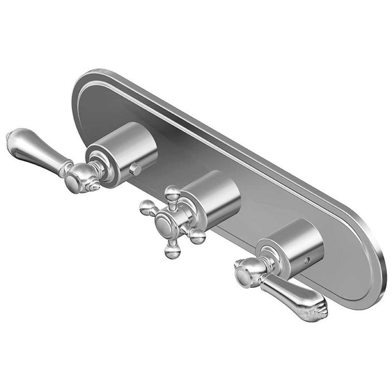 Graff G-8087H-ALM34C2-PC-T M-Series Transitional 3-Hole Trim Plate w/Handles (Horizontal Installation), Polished Chrome