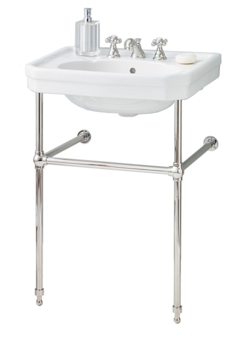 Cheviot 511/25-WH-8/575-BN MAYFAIR Console Sink, White Sink with Brushed Nickel Console Stand Sink