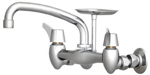 Union Brass® - 49A Wall Mounted Faucet - 8-Inch Spout, With Soapdish