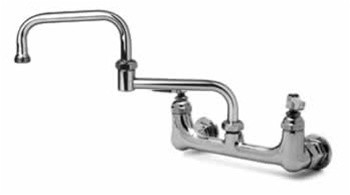 T&S Brass B-0266 Double Pantry Faucet, 8" Wall Mount, 15" Double Joint Swing Nozzle
