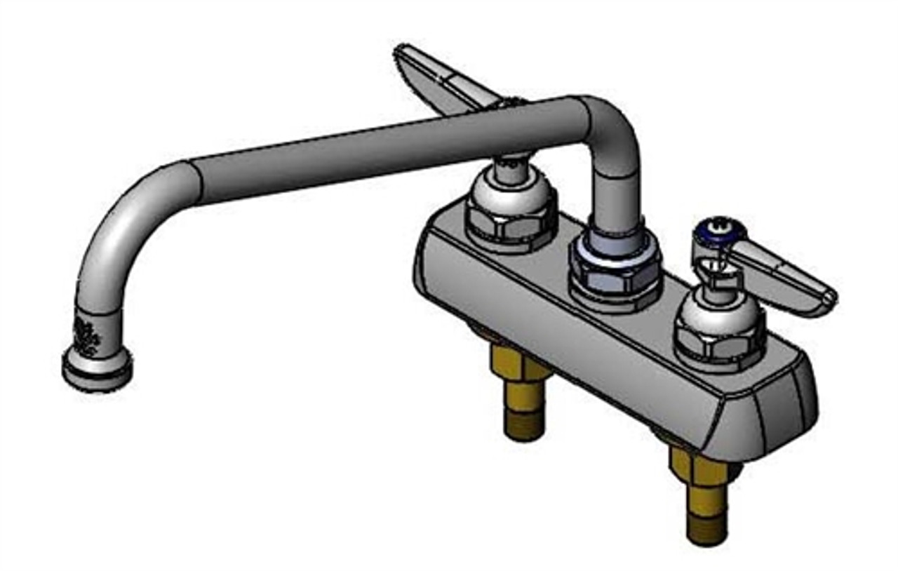 T&S Brass - B-1102 - Workboard Faucet, Deck Mount, 3-1/2-inch Centers, 10-inch Swing Nozzle, Lever Handles