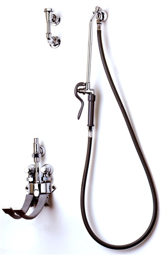 T&S Brass - B-0675 - Bedpan Washer, Pedal Valve, Vacuum Breaker, Wall Hook Hose Connection, 5' Vinyl Hose