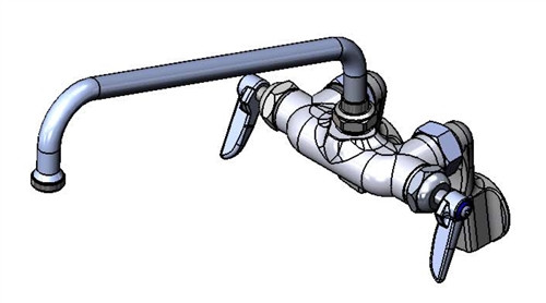 T&S Brass B-0236 Double Pantry Faucet, Wall Mount, Adjustable Centers, 12" Swing Nozzle