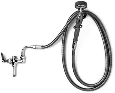 T&S Brass - B-0165 - Spray Assembly, Add-On Faucet Body w/ Swivel Adapter, Flexible Hose, Angled Spray Valve