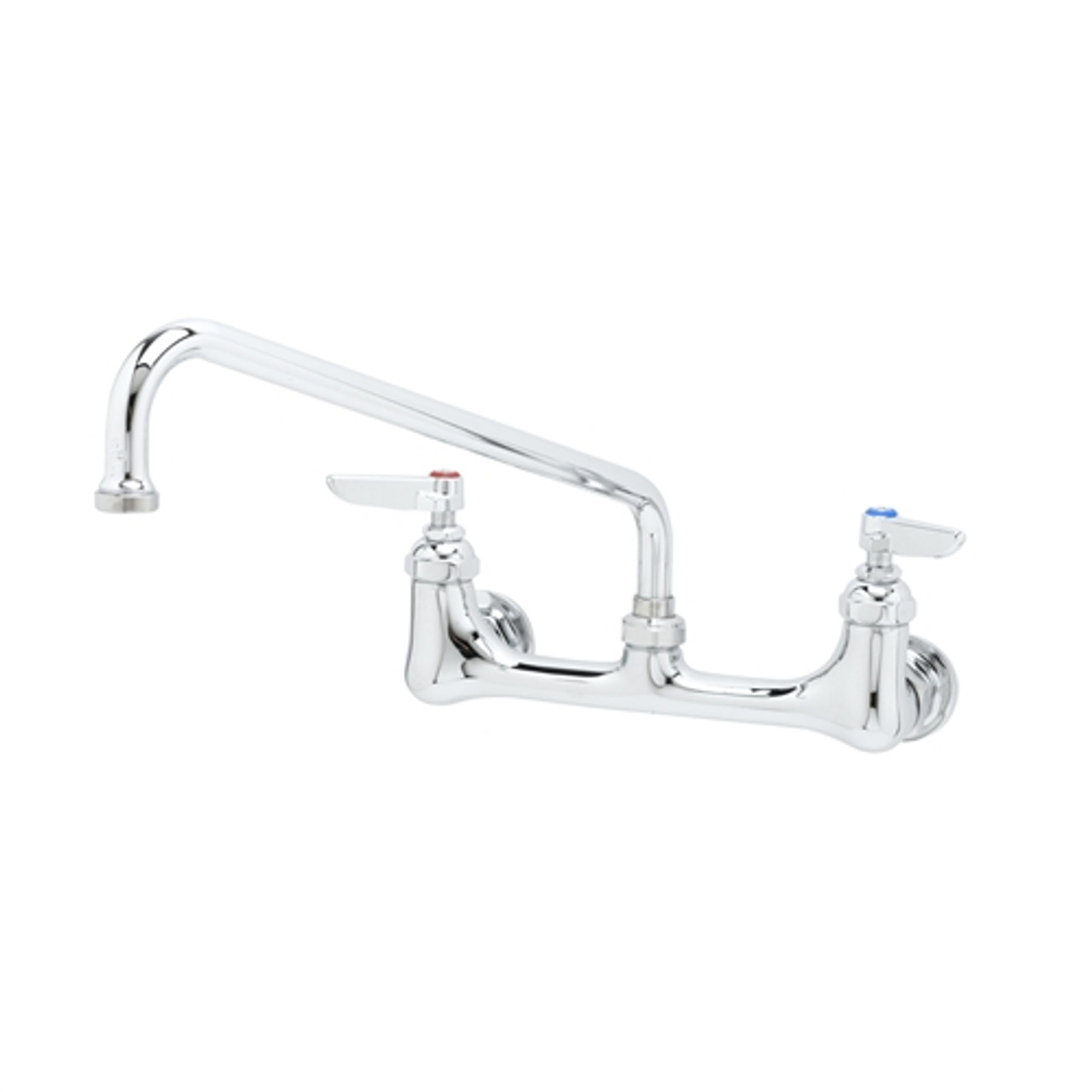 T&S Brass - Double Pantry Faucet, Wall Mount, 8-inch Centers, 12-inch Swing Nozzle, Spring Checks