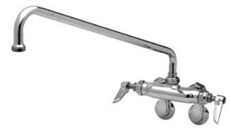 T&S Brass - B-0241 - Double Pantry Faucet, Wall Mount, Adjustable Centers, Integral Stops, 12-inch Swing Nozzle