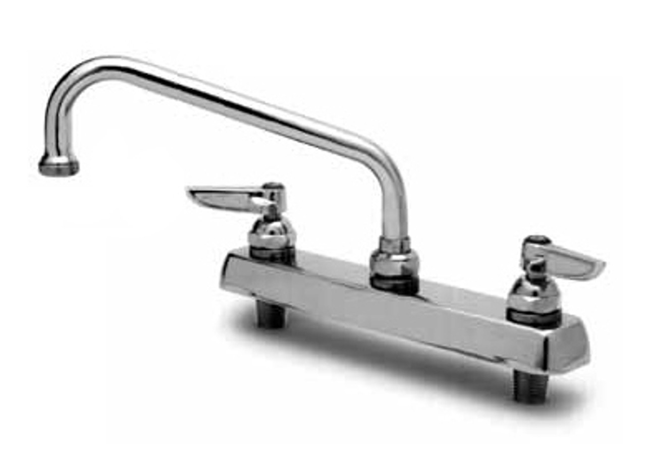 T&S Brass - B-1122 - Workboard Faucet, Deck Mount, 8-inch Centers, 10-inch Swing Nozzle, Lever Handles