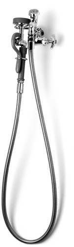 T&S Brass - B-0169 - Spray Assembly, Single Hole Wall Mount Base w/ VB, Angled Spray Valve, Flexible Hose