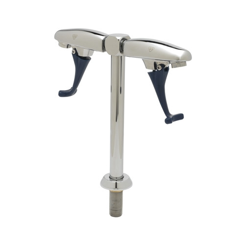 T&S Brass - B-1215 - Double Glass Filler, 8-inch Deck Mount Pedestal, 1/2-inch NPT Male Shank