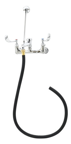 T&S Brass - B-2465 - Service Sink Faucet, Ceramic Cartridges, Wrist Handles, PVC Hose Assembly, Vac. Breaker