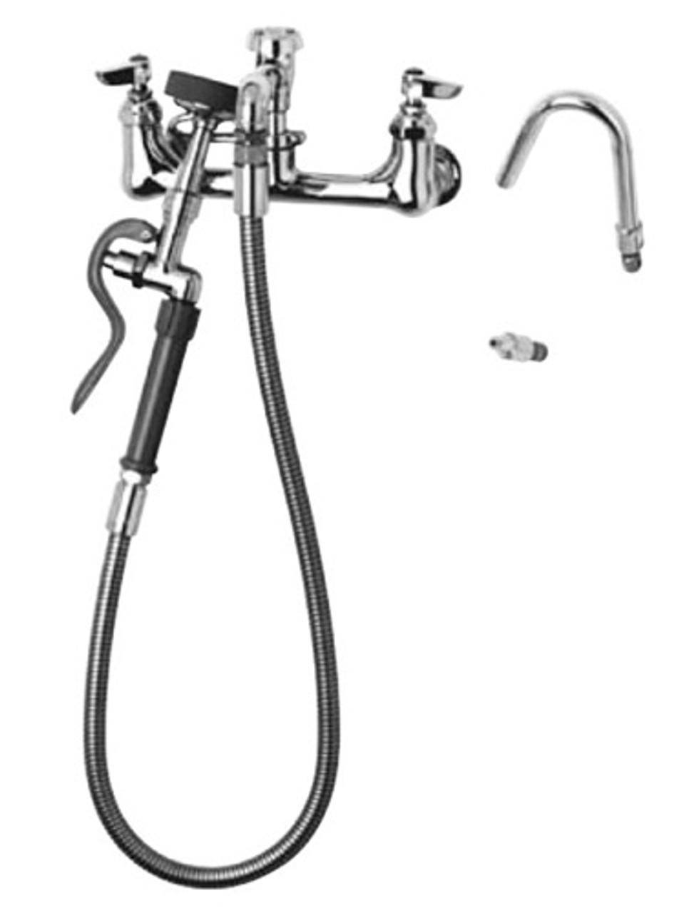 T&S Brass - B-2312 - Pot and Kettle Filler, Wall 8-inch C/C, Vacuum Breaker, 44-inch Hose w/Quick Connect Nozzles