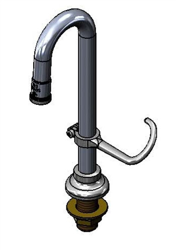 T&S Brass - Rigid Gooseneck, Deck Mount, Plain End Outlet, Finger Hook, 2-3/4-inch Spread, 9-3/16-inch Height