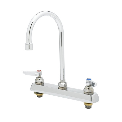 T&S Brass - B-1139 - Workboard Faucet, Deck Mount, 8-inch Centers, Swivel Gooseneck, Wrist Handles, 2.2 PGM Aerator
