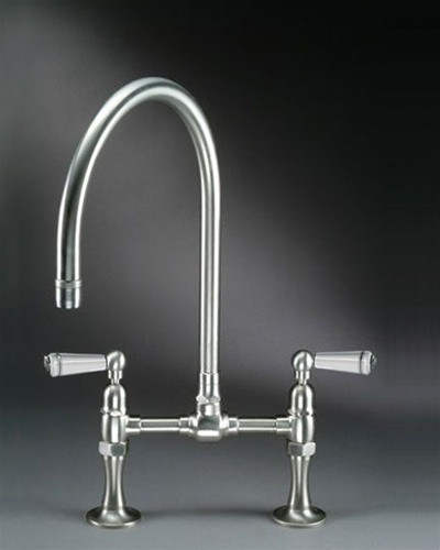 Jaclo 1014-W-PSS - Deck Mount 10" Swivel Spout with White Ceramic Lever - POLISHED STAINLESS STEEL