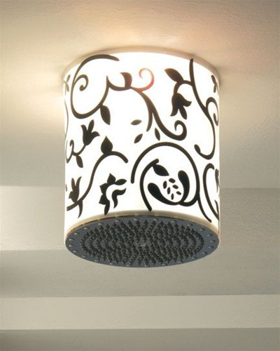 Jaclo 12R-LF-101 - 12" LUMIERE TONDO BLACK FLORAL - POLISHED STAINLESS STEEL