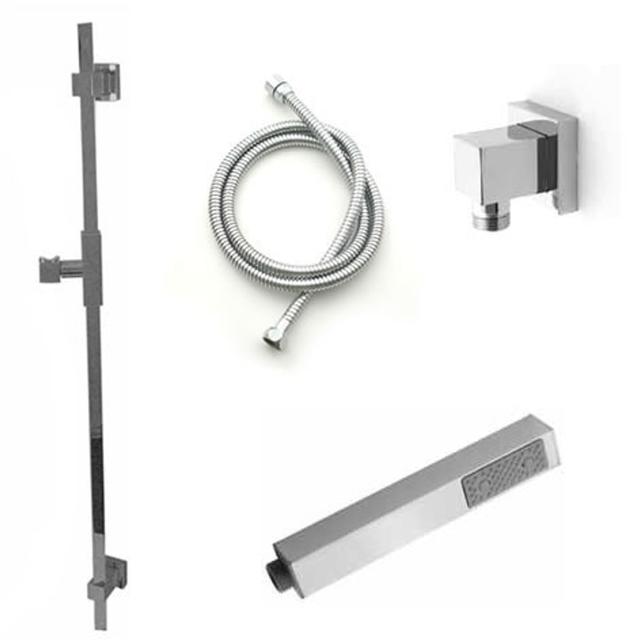 Jaclo 873-470-701 CUBIX Hand Shower and Wall Bar Kit with Round Hose - With Supply Elbow