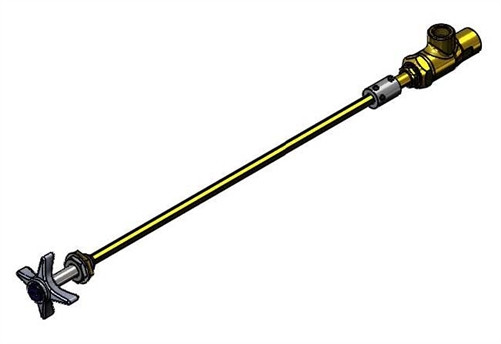 T&S Brass - BL-4720-01MF - REMOTE CONTROL GAS ANGLE STOP, 3/8-inch NPT FEMALE INLET-OUTLET, METAL FLANGE, 4-ARM LAB HANDLE