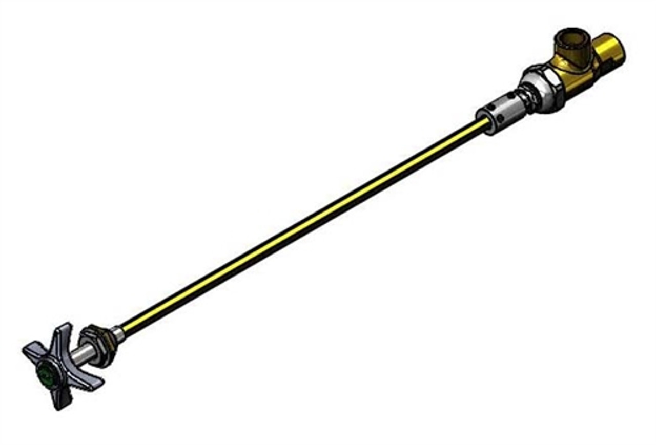 T&S Brass - BL-4720-02MF - REMOTE CONTROL WATER ANGLE STOP, 3/8-inch NPT FEMALE INLET-OUTLET, METAL FLANGE, 4-ARM LAB HNDL