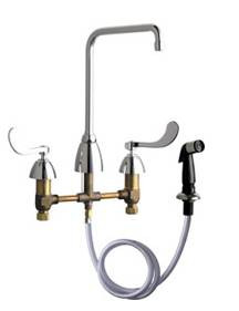 Chicago Faucets - 200-AHA8-317ABCP - Kitchen Sink Faucet with Spray, High Rise Spout and Wristblade Handles