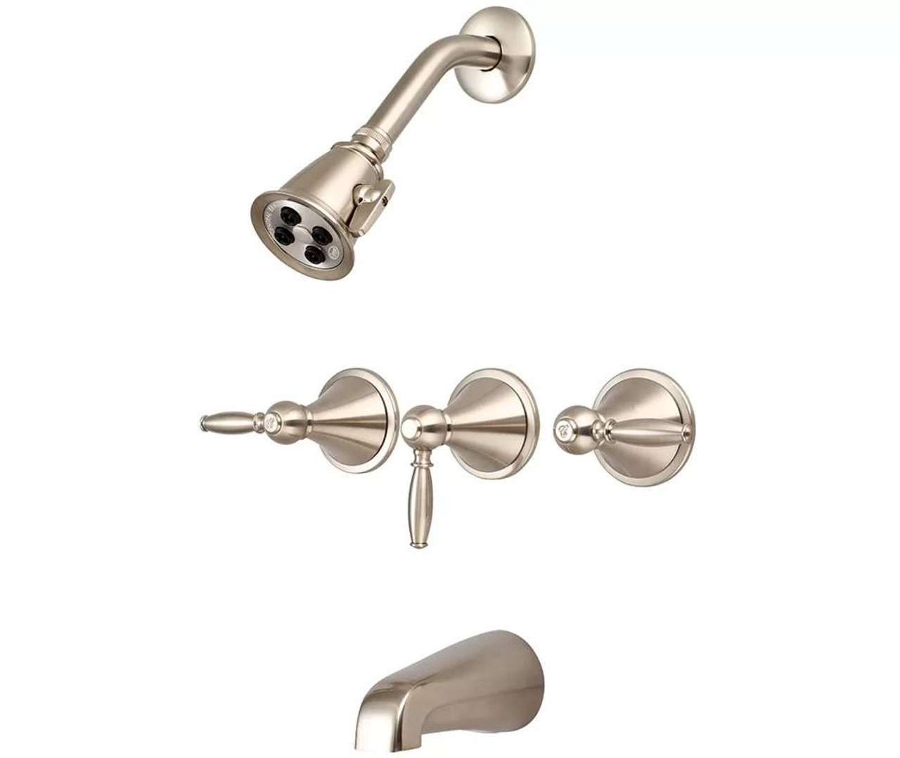 CENTRAL BRASS TC-3-L3-BN Three Handle Tub And Shower Trim Kit