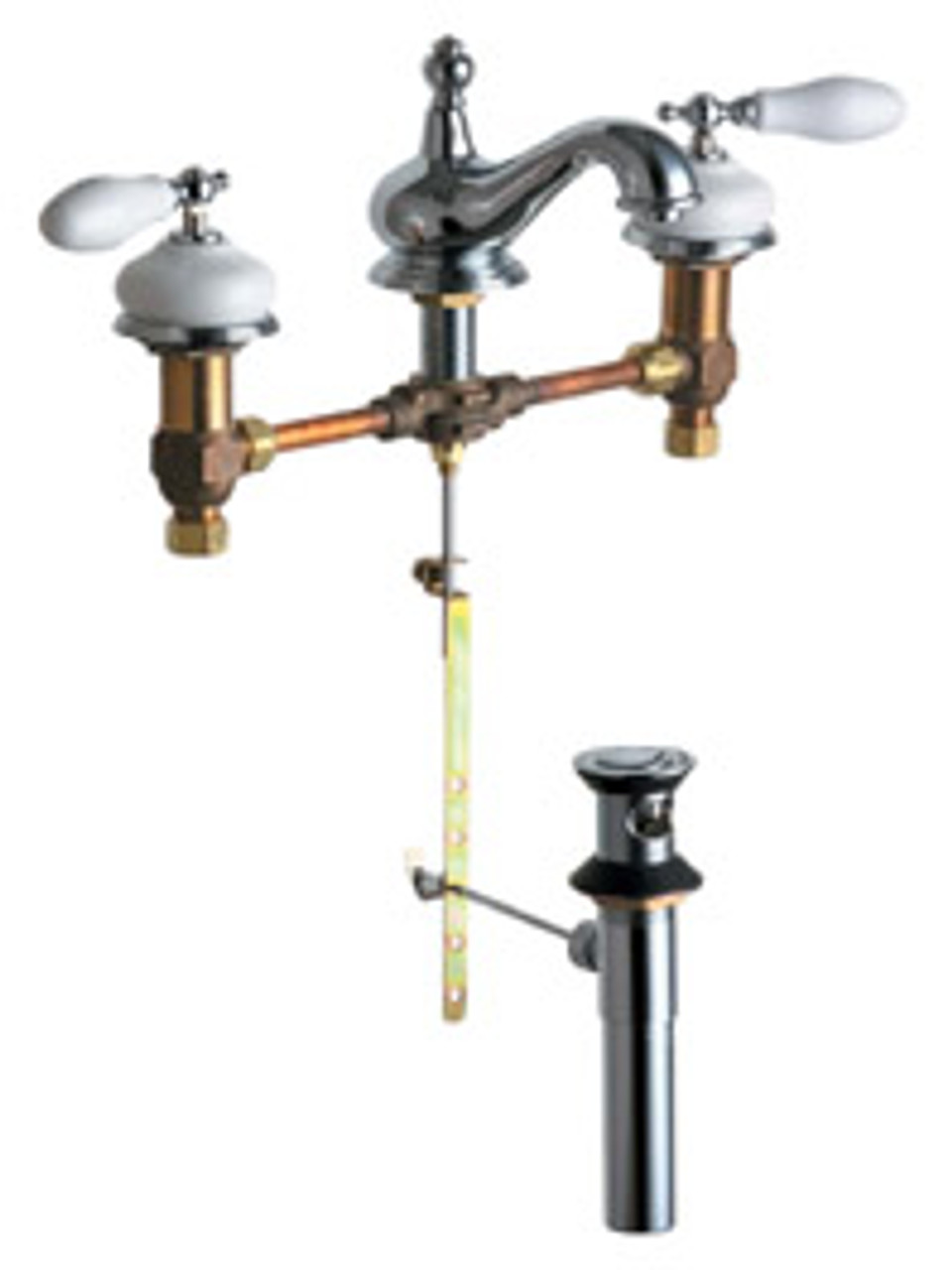 Chicago Faucet - 5201-LG10-370CPR - Widespread Bathroom Faucet with Porcelain Lever Handles Chicago Faucet - 5201-LG10-370CPR - Widespread Bathroom Faucet with Porcelain Lever Handles