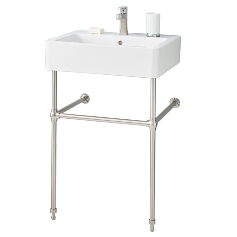 Cheviot 1230/23-WH-8/575-BN NUOVELLA Console Sink, White Sink with Brushed Nickel Console Stand Sink