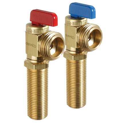 Dahl 621-08-04-PK2 - 1/2 Female Solder Longshank x Male Hose, Pkg of 2, Red & Blue Handles, Rough Brass