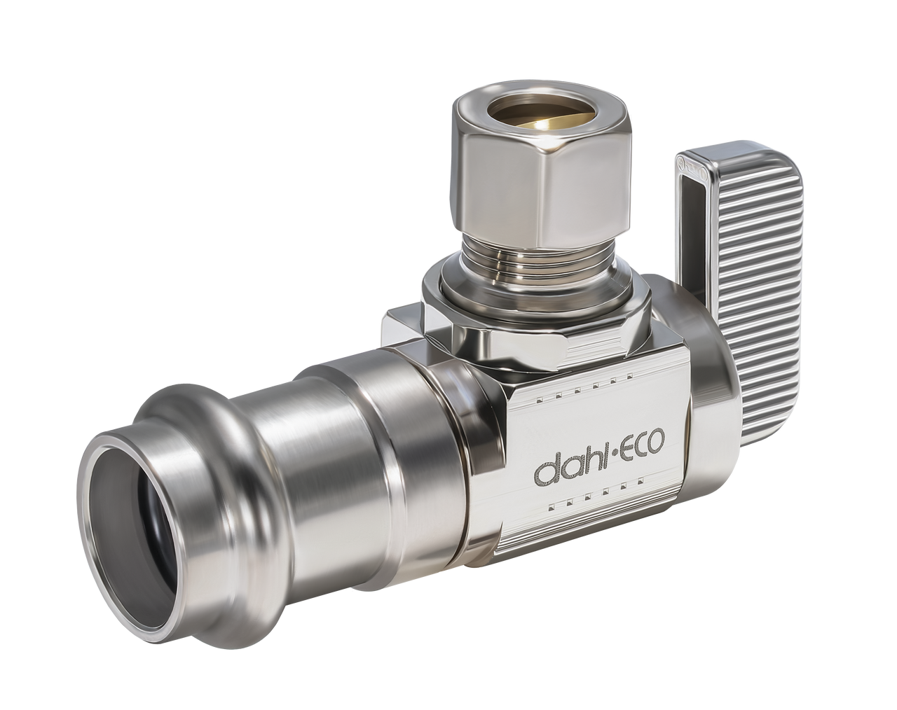 Dahl 611-FP3-31 - 1/2 Female Press x 3/8 OD Comp, Plated