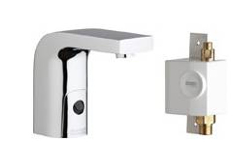 Chicago Faucets 116.958.AB.1 -  HyTronic Edge Lavatory Sink Faucet with Dual Beam Infrared Sensor. Edge Electronic Integral Spout. 1.0 GPM (3.8 L/min) Vandal Proof Non-Aerating Laminar Outlet. Stainless Steel Hoses Included.
