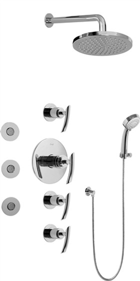 Graff GB1.132A - Contemporary Round Thermostatic Set w/Body Sprays & Handshower (Rough & Trim)