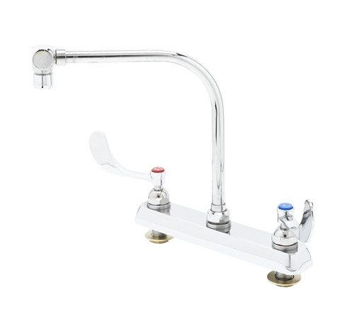 T&S Brass B-1120-04 - Workboard Faucet, Deck Mount, 8" Centers, Swing Gooseneck (B-2387), Wrist Handles