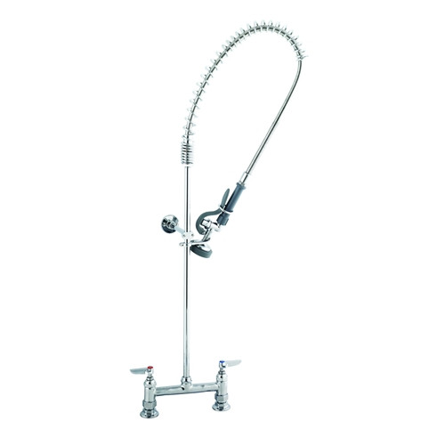 T&S Brass - B-0123-BM - Master Pack (6) - 8-inch center deck Faucet with B-0107 Spray Valve and 1/2-inch NPT Female Inlets, With Wall Bracket
