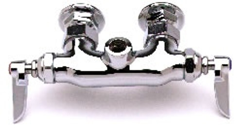T&S Brass - B-0345-LN - Double Pantry Rigid Base Faucet, Wall Mount, 3 3/8-inch Centers, Lever Handles, Less Nozzle