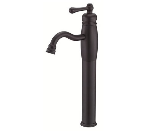 Danze D225057BS - Opulence Single Handle Vessel Filler Deck Mount Lever Handle with Brass Grid Strainer Drain - Satin Black
