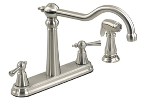Gerber 42-806-SS Brianne? Traditional Two Handle Kitchen Faucet with Side Spray, Stainless Steel Finish