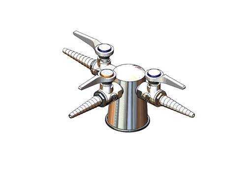 T&S Brass - BL-4200-03 - Lab Turret, Tapered w/Three Way Hose Cock