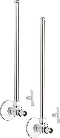 Chicago Faucets STC-32-11-PR-AB - Compression Angle Stop, Loose Key with 12-inch Riser and Wall Flange, 1/2-inch Compression x 1/2-inch Compression - One Pair