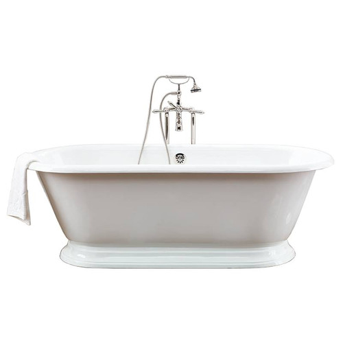 Cheviot 2162-WW-6 SANDRINGHAM Cast Iron Bathtub, White Interior, White Exterior, White Feet Tub