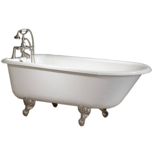 Cheviot 2094-WC-WH TRADITIONAL Cast Iron Bathtub, White Interior, Custom Colour Exterior, White Feet Tub