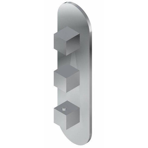 Graff G-8056-SH0-PC-T M-Series Round 3-Hole Trim Plate with Square Handles (Vertical Installation), Polished Chrome